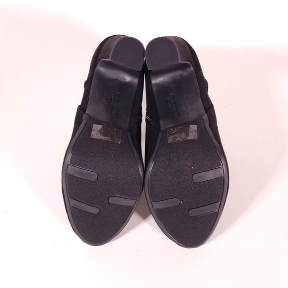 Fergalicous Purge Booties 10 Black Faux Suede Ankle Boots Heels - Picture 6 of 14